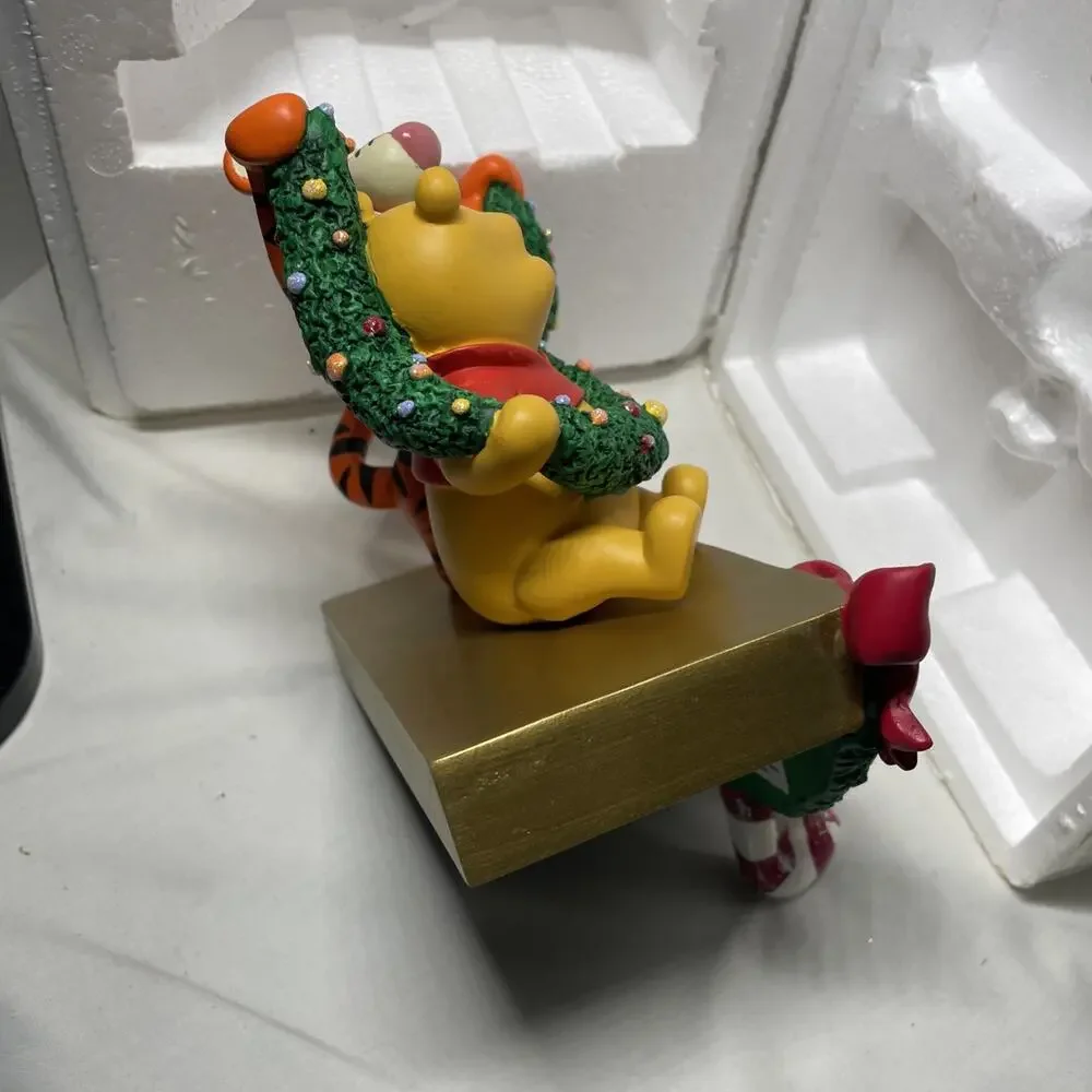 Disney Store Winnie Pooh & Tigger Christmas Stocking Holder Hanger Vtg w/Box